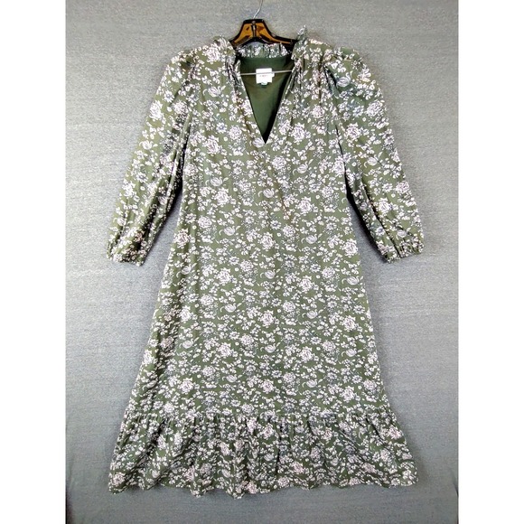 Hatch Dresses & Skirts - The Nines Womes Dress Small Green Floral Maxi Ruffle V Neck Prairie Cottage Core